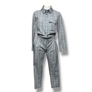 Melody Ehsani Coveralls Sz M 
Jumpsuit Work Cotton Plaid Grey ME Womens ASO SZA